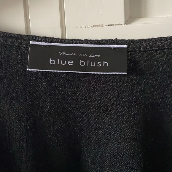 Blue Blush Women’s Black Draped Front Cropped Long Sleeve Blouse - Size Small - Picture 2 of 5